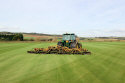 Grass is mowed frequently using gang mowers